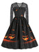 1950er Halloween Spitze-Ärmel Patchwork Kleid