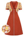 [Vorverkauf] Orange 1960er Gänseblümchen Patchwork Revers Kleid