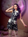 Schwarz 1960er Gothic Halloween Skelett Revers Mod Kleid