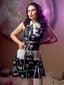 Schwarz 1960er Gothic Halloween Skelett Revers Mod Kleid