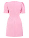 [Vorverkauf] Rosa 1960er V-Ausschnitt Puff Pailletten Herz Kleid