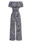 Schwarz&Weiß 1930er Schulterfrei Zebrastreifen Jumpsuit