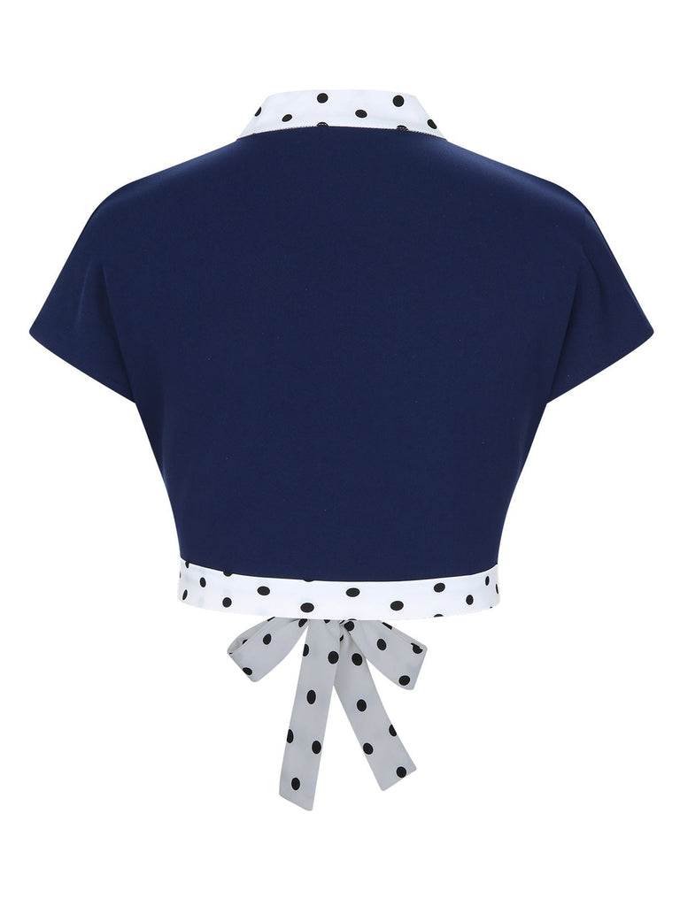 [Vorverkauf] Dunkelblau 1950er Polka Dots Bolero-Jacke