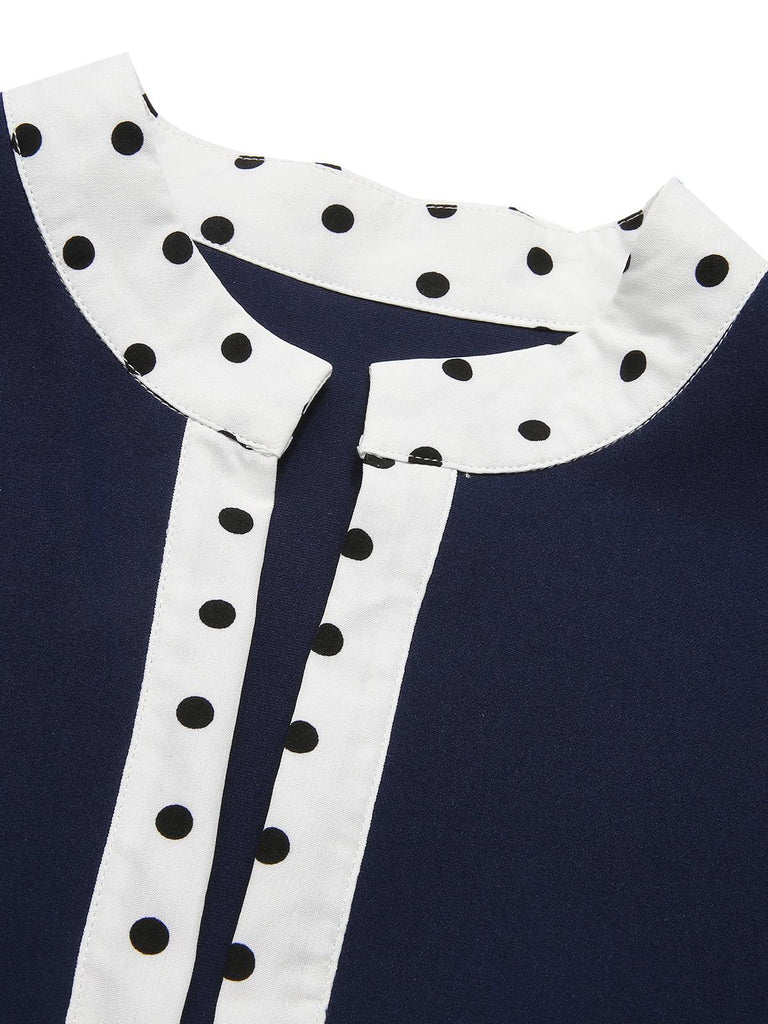 [Vorverkauf] Dunkelblau 1950er Polka Dots Bolero-Jacke