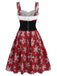 [Vorverkauf] Rot 1950er Schneeflocke Plaid Plüsch Trimmen Kleid