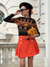 Schwarz 1970er Halloween Schädel Schläger Kurzer Pullover