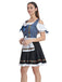 Blau 1950er Oktoberfest Schulterfrei Gingham Besticktes Kleid