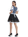 Blau 1950er Oktoberfest Schulterfrei Gingham Besticktes Kleid