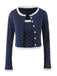 2PCS Blau 1950er Polka Dots Unterhemd & Strickjacke