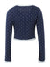 2PCS Blau 1950er Polka Dots Unterhemd & Strickjacke