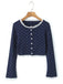 2PCS Blau 1950er Polka Dots Unterhemd & Strickjacke