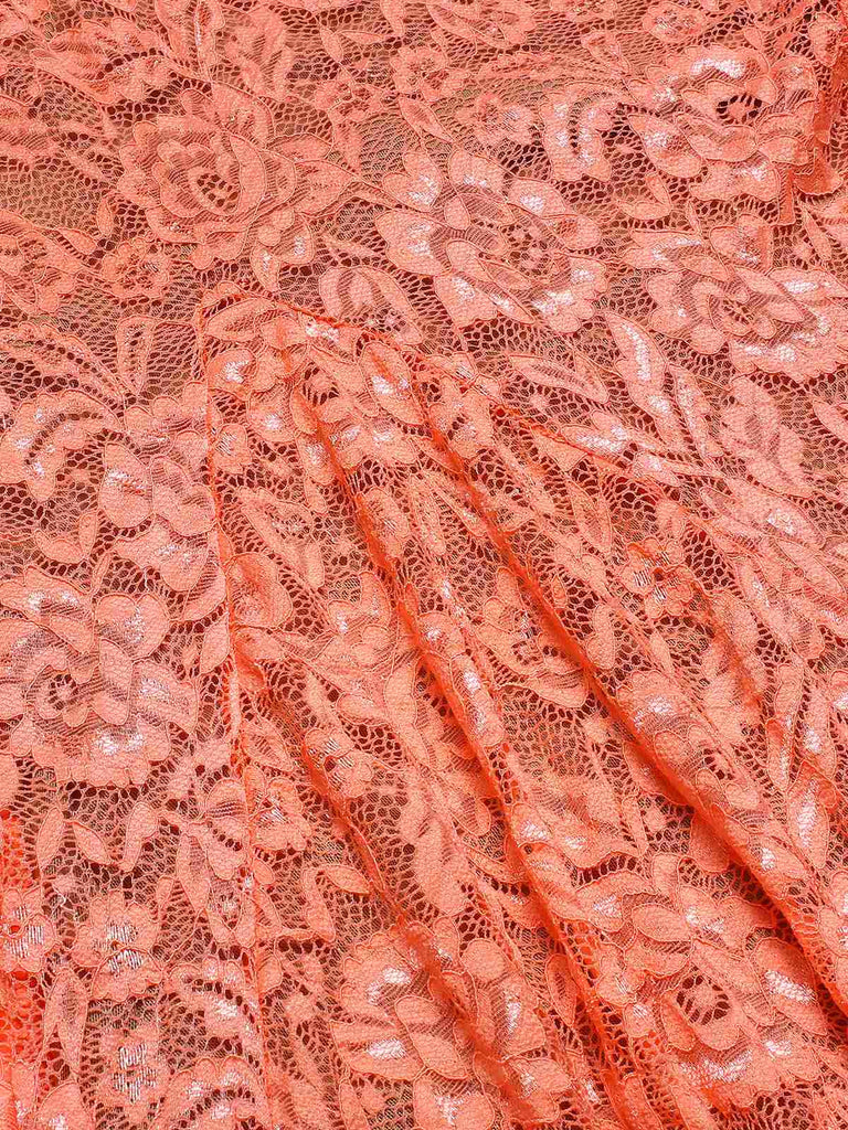 Orange 1930er Blume Spitze Spaghetti Träger Mermaid Kleid