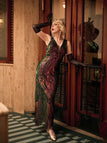 Multicolor 1920er V-Ausschnitt Pailletten Fischschwanzkleid