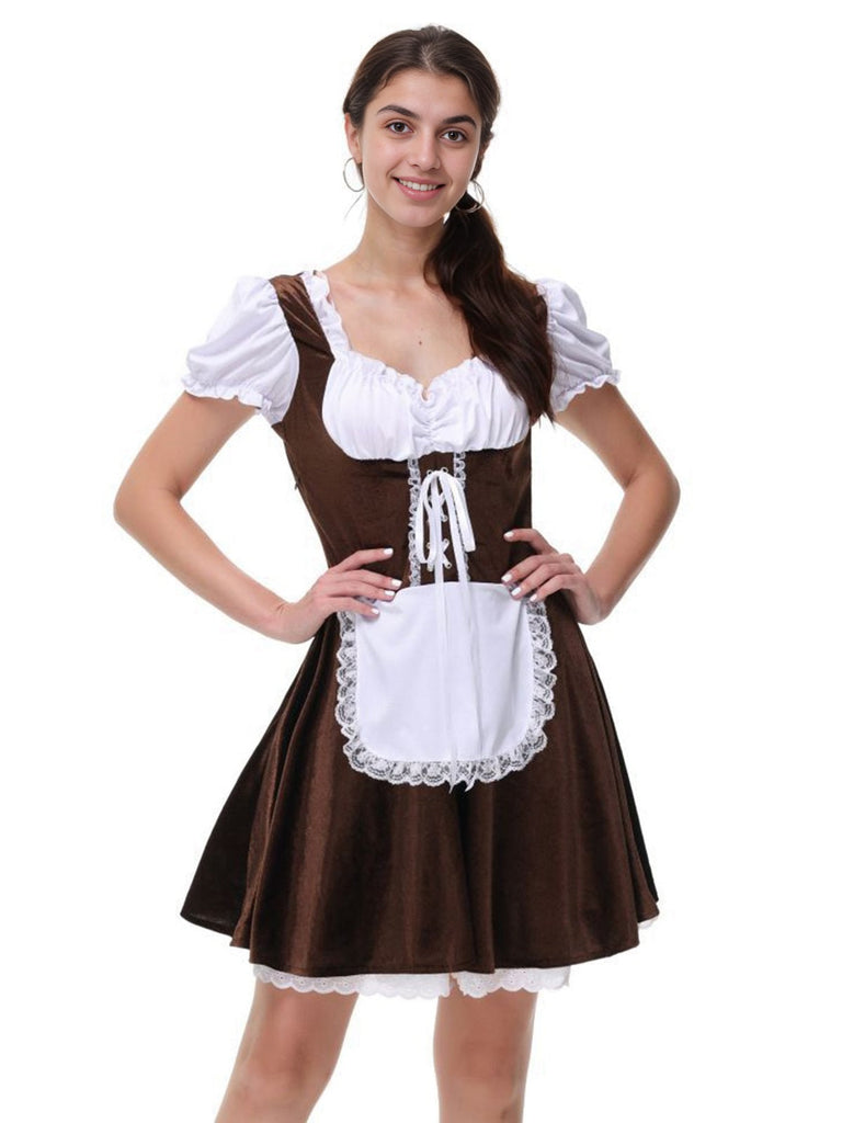 1950er Oktoberfest Puffärmel Solide Kleid