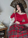 Rot 1950er Weihnachten Schulterfrei Tartan Kleid