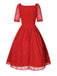 [Vorverkauf] Rot 1950er Sweetheart Spitze Patchwork Kleid