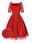 [Vorverkauf] Rot 1950er Sweetheart Spitze Patchwork Kleid