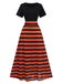 Schwarz & Orange 1950er Streifen Farbblock Kleid