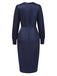[Vorverkauf] Dunkelblau 1940er Krawattenhals Plissiertes Kleid