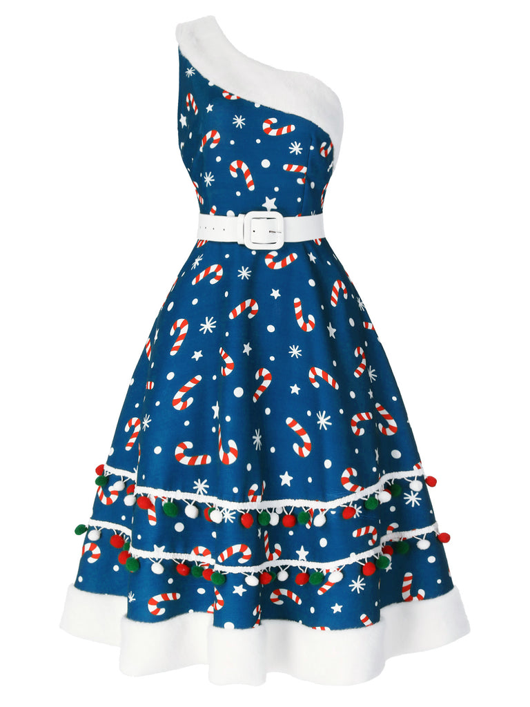 [Vorverkauf] Blau 1950er Süßigkeiten Eine Schulter Kleid