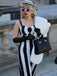 Schwarz 1960er Beetlejuice Kostüm Vertikale Streifen Träger Bleistiftkleid