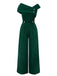 Rot 1950er Samt Schulterfrei Taste Jumpsuit