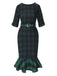 [Vorverkauf] 1930er Rundhalsausschnitt Tartan Plaid Meerjungfrauenkleid