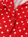 Rot 1950er Polka Dot Geknöpft Revers Kleid