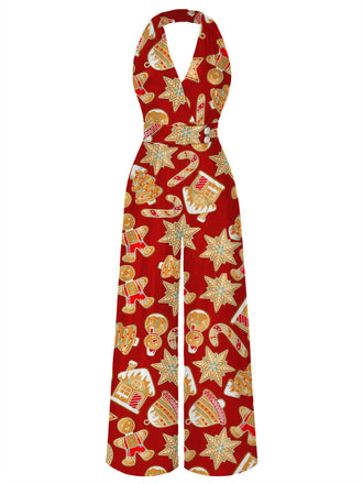 [Vorverkauf] 1970er Lebkuchenmann V-Ausschnitt Halter Jumpsuit