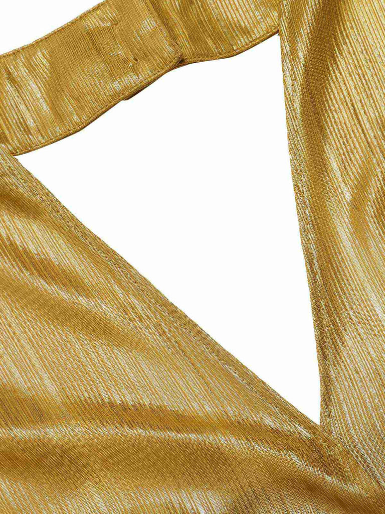 [Vorverkauf] Rot 1970er Solide V-Ausschnitt Halter Jumpsuit