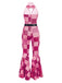 [Vorverkauf] Rosa 1970er geometrisches Muster Patchwork Halter Jumpsuit