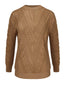 Khaki 1960er Rundhals Strukturierter Strick Pullover