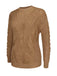 Khaki 1960er Rundhals Strukturierter Strick Pullover