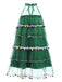 [Vorverkauf] Grün 1960er Pom-Pom Weihnachten Baum Kleid