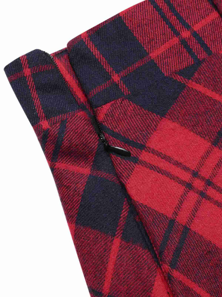 [Vorverkauf] 2PCS Rot 1940er Revers Top & Plaid Rock