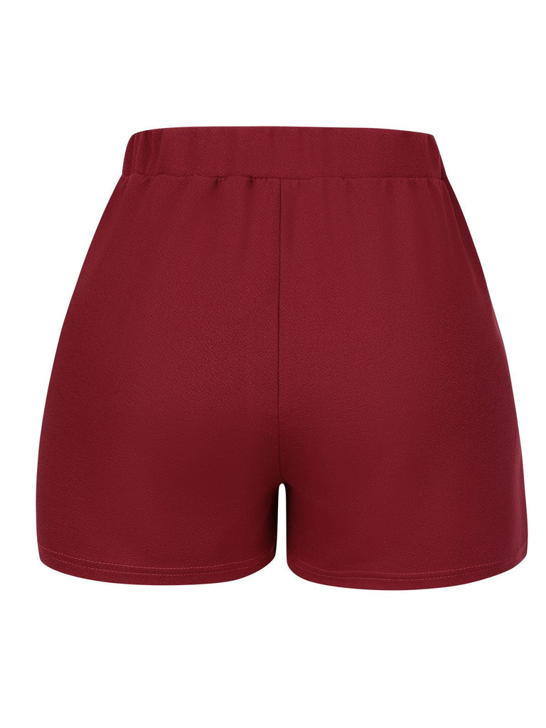 1950er Solide Knöpfen Hohe Taille Shorts