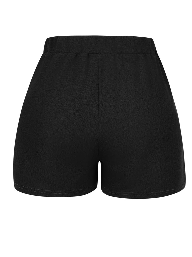 1950er Solide Knöpfen Hohe Taille Shorts