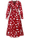 1940er Vintage Polka Dots Langarm Schlitz Kleid