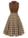 [Vorverkauf] Braun 1950er Plaids Revers Patchwork Kleid