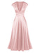 [Vorverkauf] Rosa 1930er Solide Tiefer V-Ausschnitt Satin Kleid