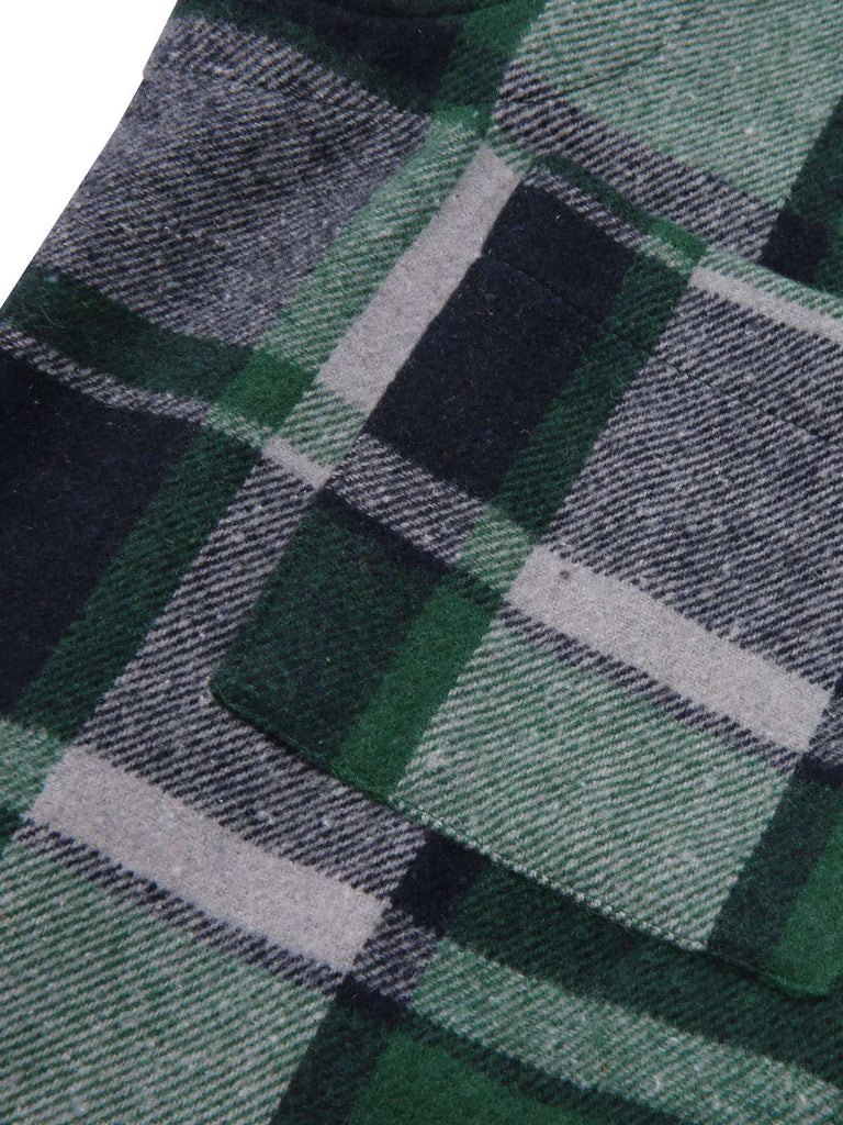 1950er Hemdkragen Flanell Plaid Weste Mantel