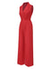 Rot 1930er Solide Revers Weites Bein Jumpsuit