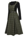 2PCS 1950er Solide Top & Plaids Gürtel Schürze Kleid