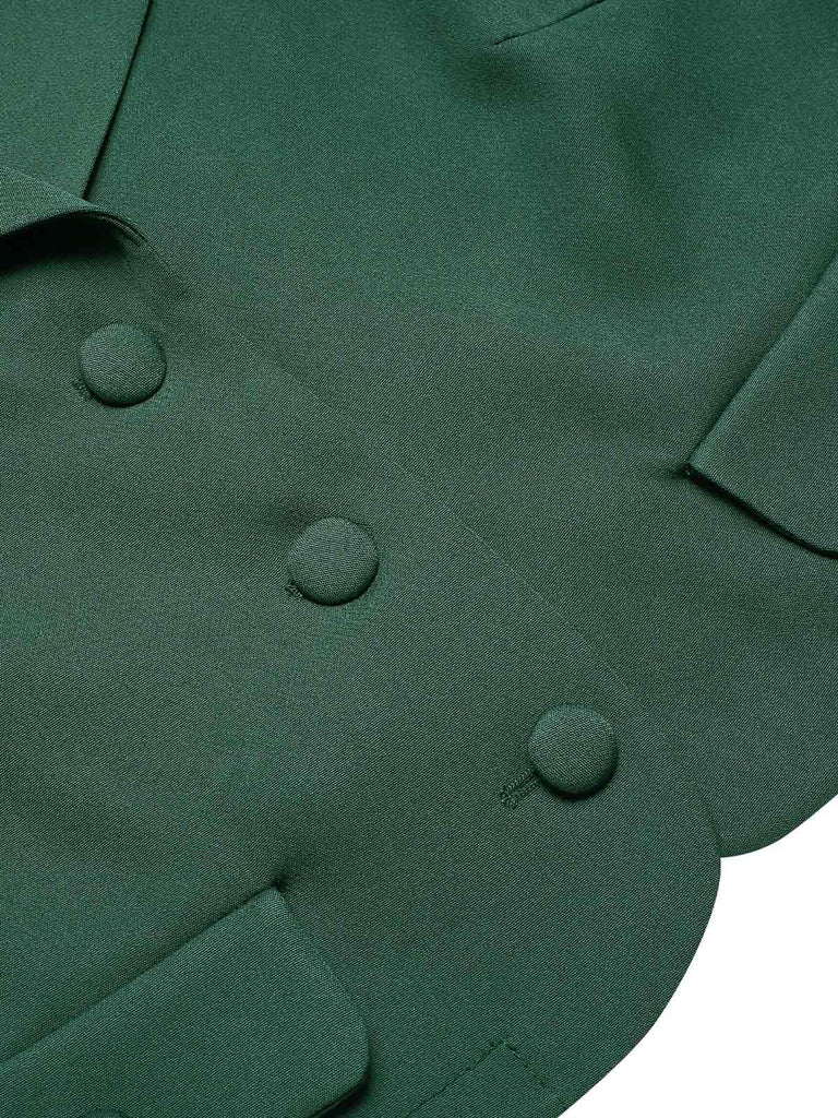 [Vorverkauf] Grün 1940er Revers Knöpfen Kurzer Blazer