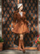 Braun 1950er Solide Farbe Revers Schmaler Mantel