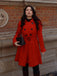 Rot 1950er Solide Farbe Revers Schmaler Mantel