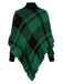 1950er Stehkragen Plaid Stricken Poncho Pullover