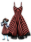 [Vorverkauf] Schwarz & Rot 1950er Beetlejuice Kostüm Streifen Fluoreszierend Spitze Kleid