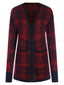 Rot 1950er Taschen Plaid Strickjacke