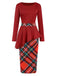 Rot 1960er Weihnachten Plaids Patchwork Kleid